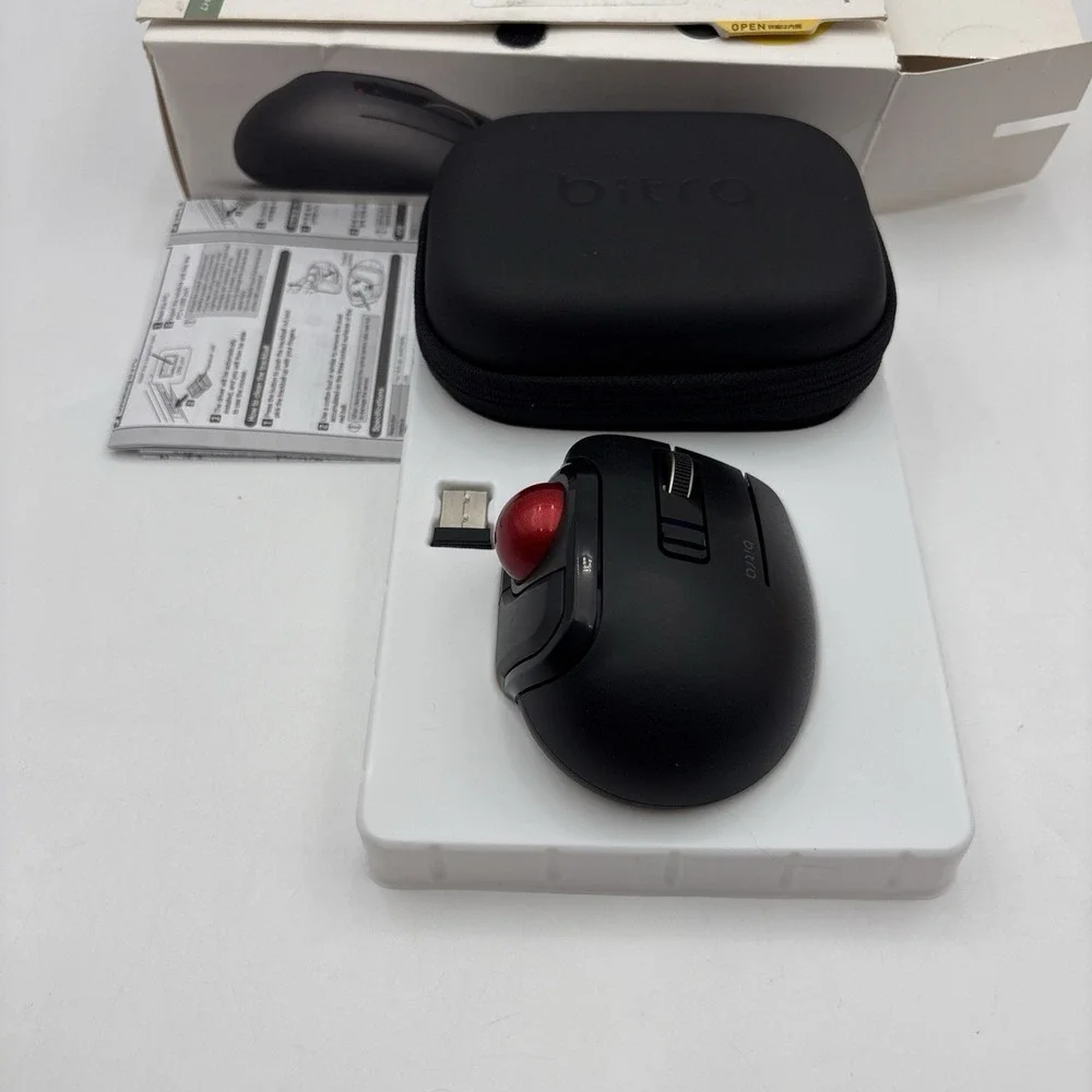 ELECOM Bitra Small Travel Trackball Mouse with Case 2.4Ghz USB Wireless Thumb
